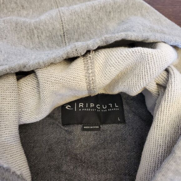 Vtg Rip Curl Youth Shirt w/Hoodie L Gray Button Down Skater Jacket Slant Pockets - Picture 6 of 16
